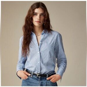 J. Crew Blue and White Striped Button-Up Shirt